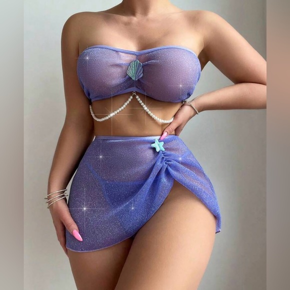 Sparkly Mesh Mermaid 3 Piece Festival Set - Picture 2 of 3
